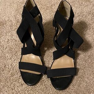 Ann Taylor Black Strappy Heels